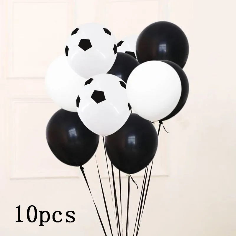10pcs mix 13 шт., вечерние круглые шары для футбольной тематики, черные, белые, конфетти, гелиевые шары, для спорта, для мальчиков, вечерние украшения - Цвет: 10pcs mix