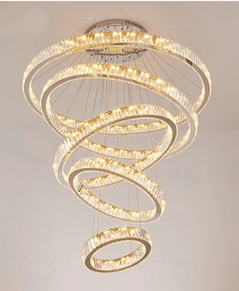 Современный светодиодный Люстра кольца круглый потолочный светодиодный светильник люстра освещение для гостиной, столовой, Кухня Золотой/хром