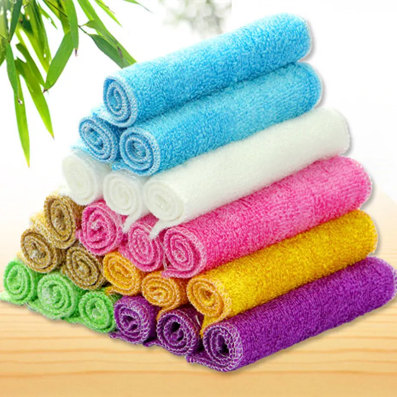 

5PCS Cleaning Rag Dish Cloth Bamboo Fiber High Efficient Anti-Grease Towel Washing Towel Magic Kitchen Lazy Cleaning Wiping