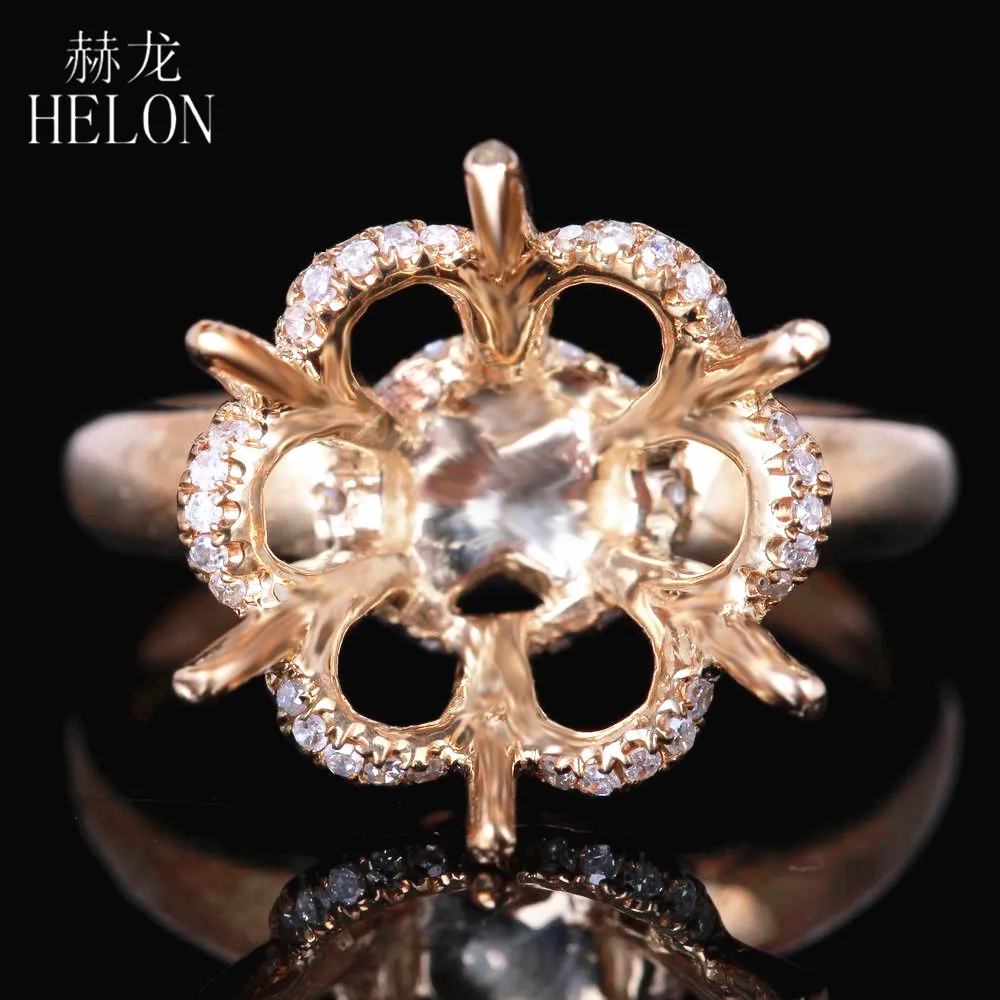 HELON Fine Jewelry Solid 14 к желтое золото 0.3ct настоящие Природные Алмазы Обручальное кольцо Semi Mount установка подходит круглый 13 мм