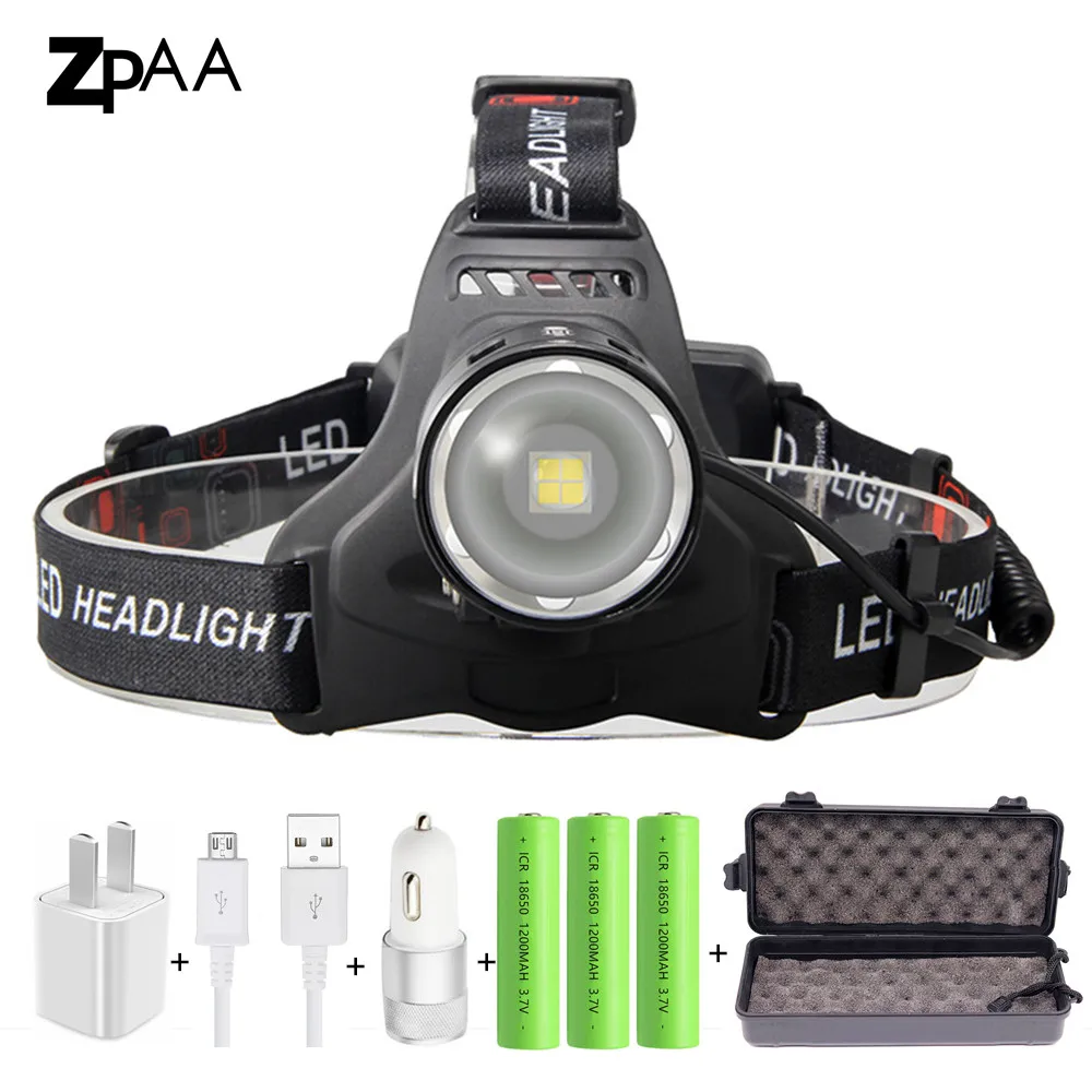 

2019 Powerful 70000lm XHP70 XHP50 Led Headlamp Headlight Zoom Head Lamp Flashlight Torch 18650 battery USB Rechargeable Lantern