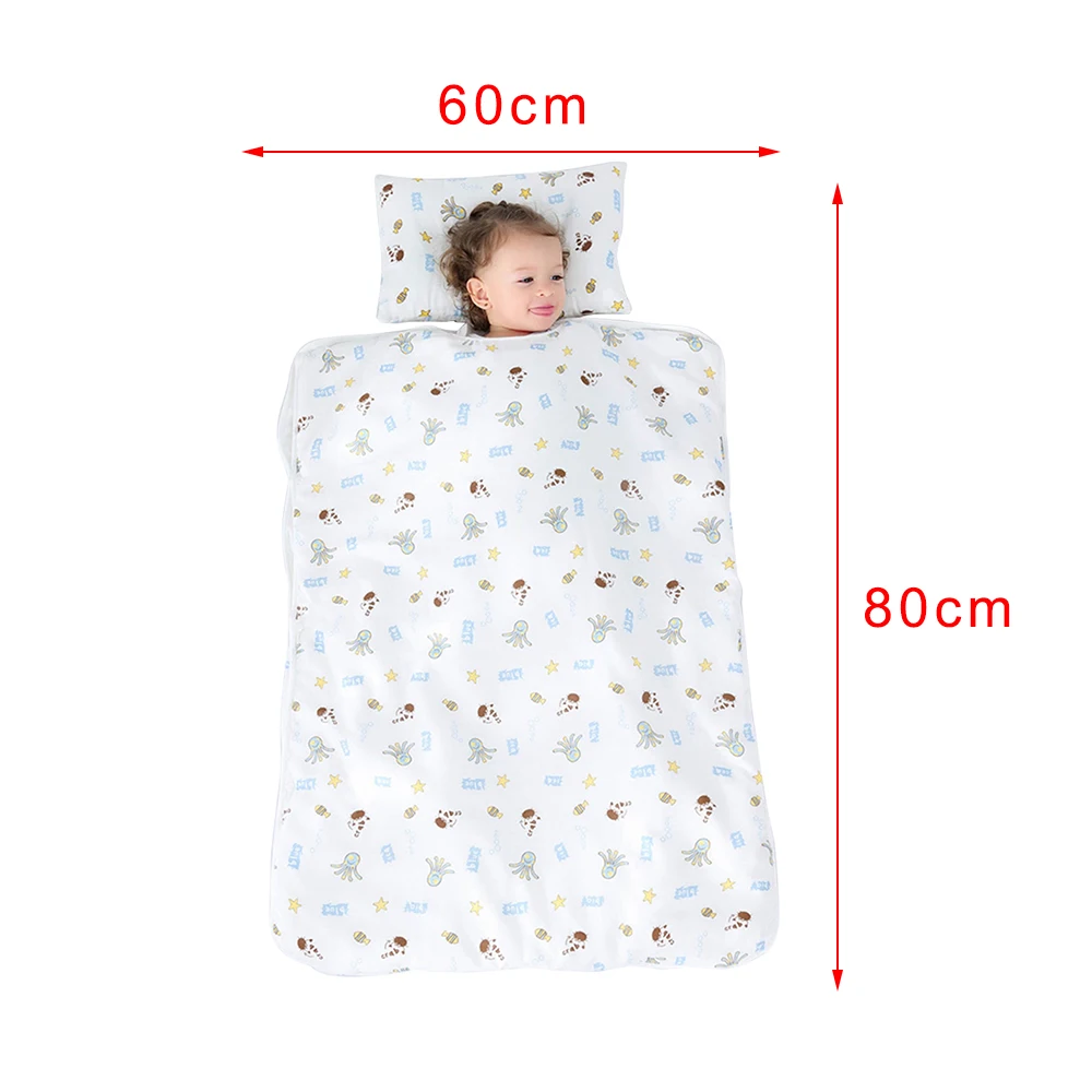 60x80cm Thin liner Kid Sleeping Bag Nap Mat Toddler Cotton Pad with Liner for Preschool Daycare Kindergarten Travel Removable Pillow Sleeping Bag - Цвет: 60x80cm Thin liner