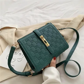 

Embossed letters Tote bag 2020 Fashion New High-quality PU Leather Women's Designer Handbag Lock Shoulder Messenger Bag
