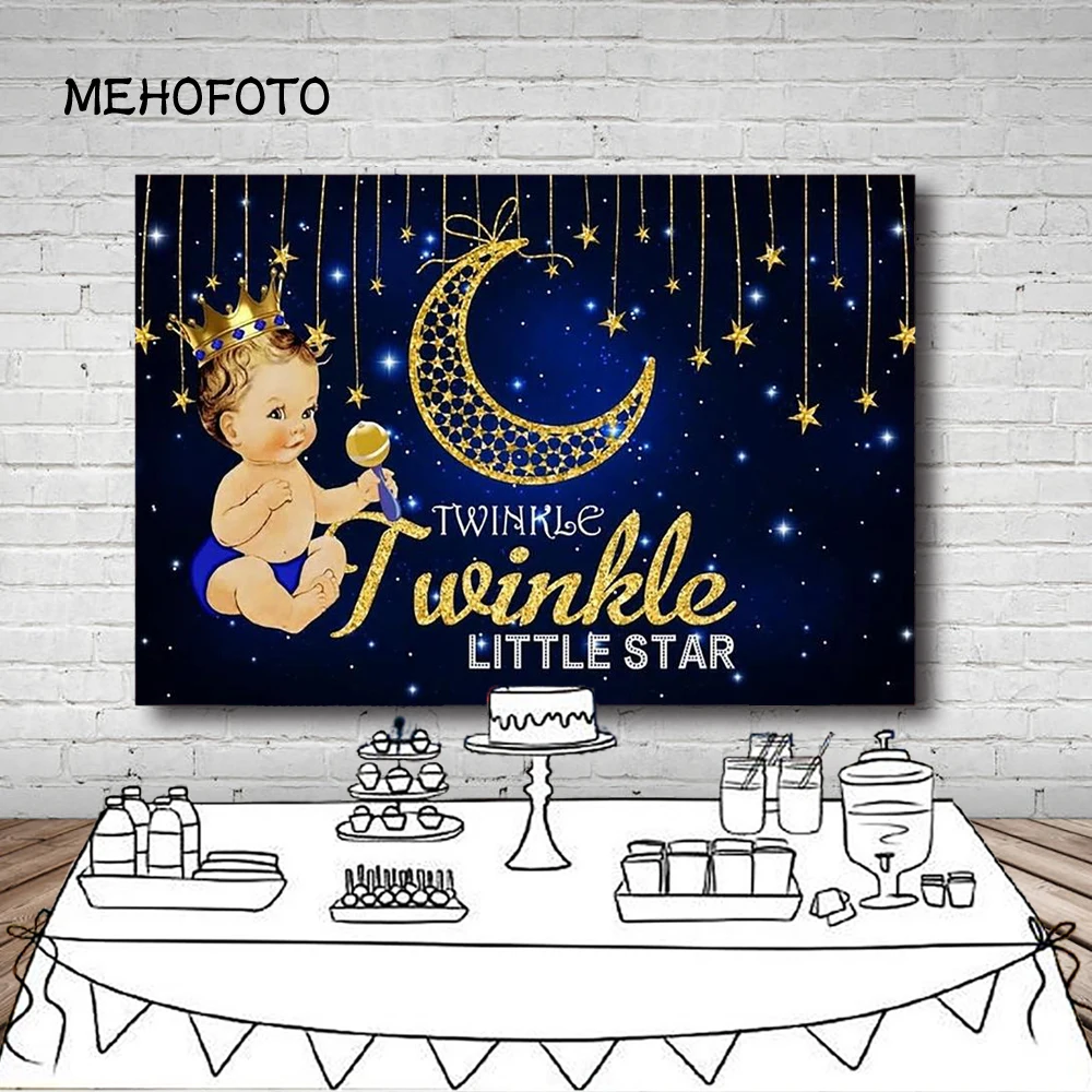 Vinile Scintillio Piccola Stella Baby Shower Sfondo Fotografico Compleanno Ragazzo Baby Shower Evento Sfondo 1 ° Compleanno Ragazzo Banner 7Ft X 5Ft