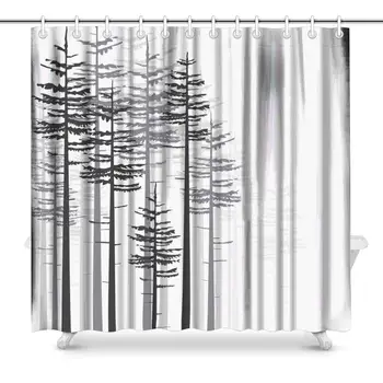 

Landscape Background with Trees Forest Waterproof Fabric Shower Curtain Set for Bathroom with Hooks, 72(Wide) x 72(Height)