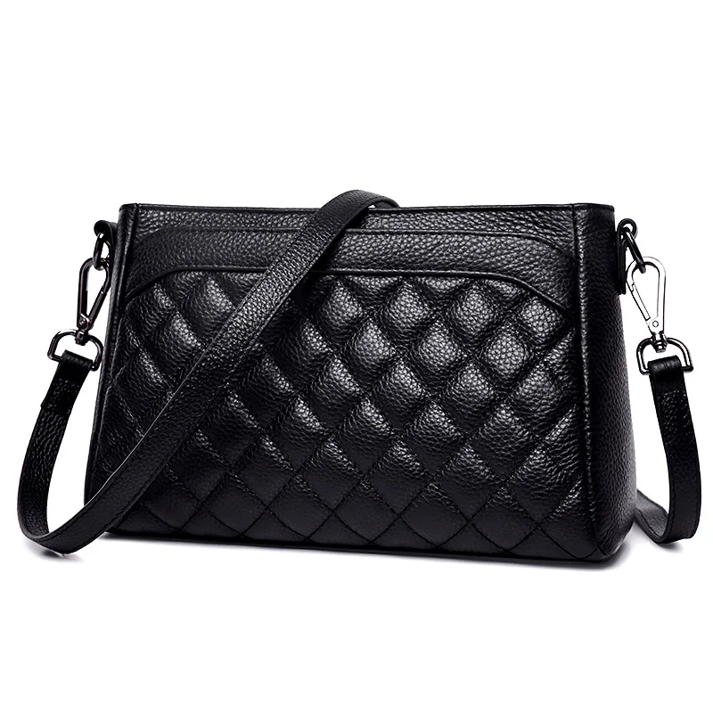 

WOMEN'S Leather Bags 2019 New Style Shoulder Bag Women's Full-grain Leather Rhombus Embossed Leather Shoulder Square Sling Bag C