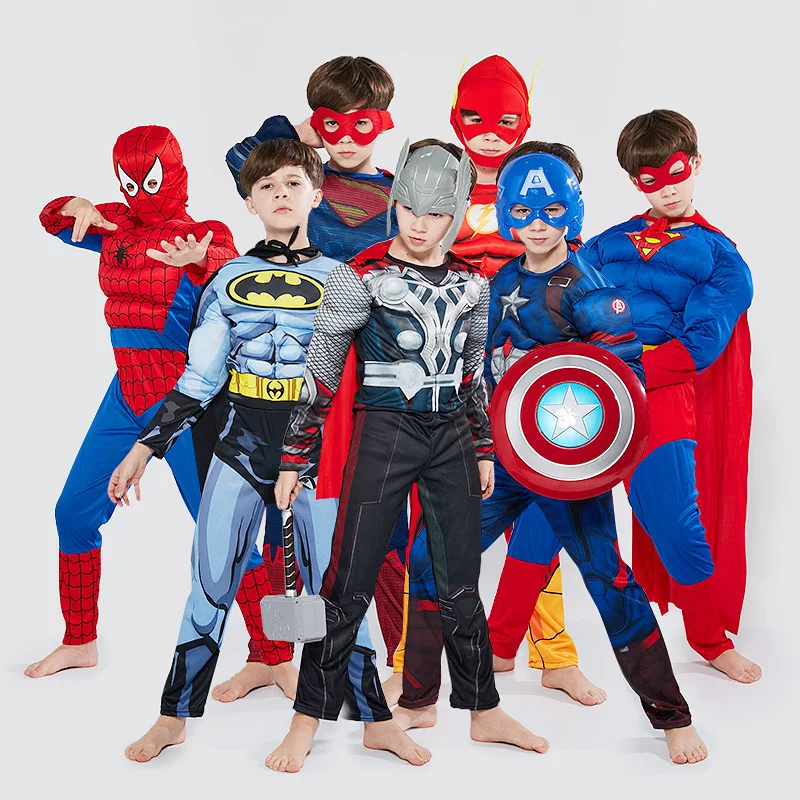 Вечерние костюмы на Хэллоуин, Детский костюм Мстителей, Капитана Америки, Железного человека, Супермена, Человека-паука, оптимуса прайма