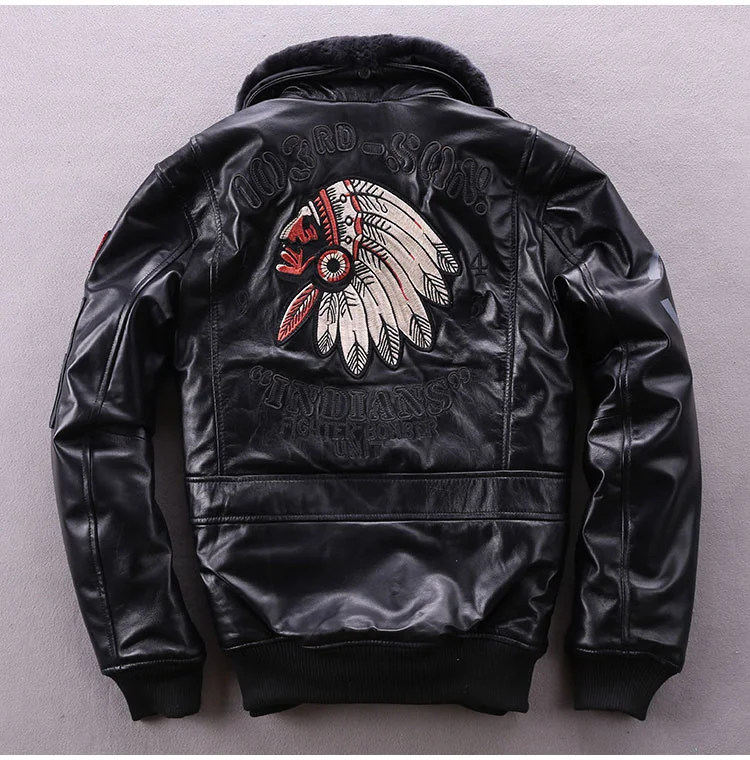 2022 Air Force Flight Jacket Fur collar Genuine Leather Jacket Men Bomber Jacket Sheepskin Motorcycle Jacket Real Leather Coat big & tall genuine leather coats & jackets