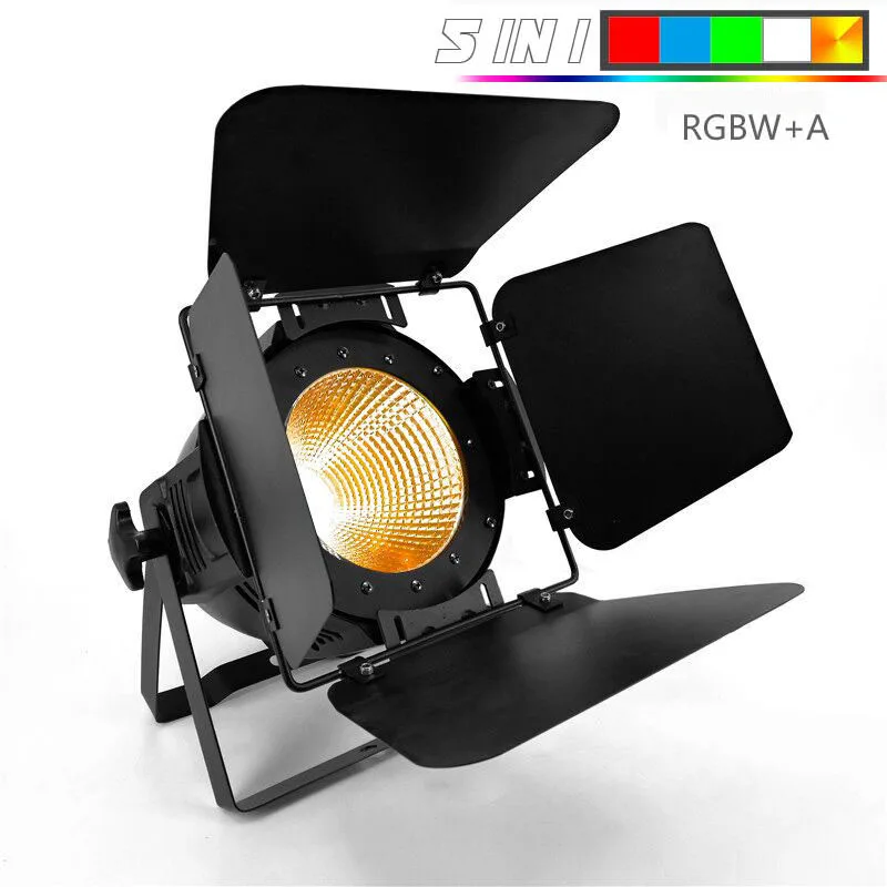 5IN1 RGBWA Flap SHEHDS Lighting Design 4IN1 RGBW LED Par COB 100W With Barn Door Aluminium Case Stage Lighting with 100W COB 4IN1 RGBW/5IN1/6IN1 - Цвет: 5IN1 RGBWA Flap