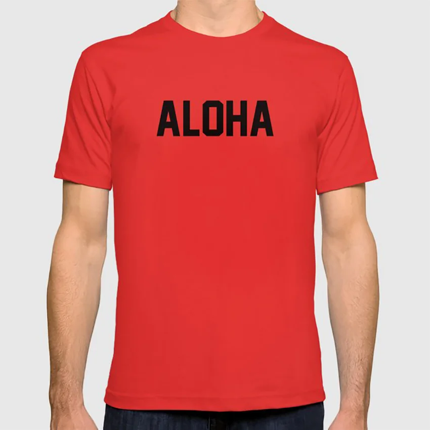 Aloha футболка aloha Тип шрифт Гавайи слова черный дизайн стиль мода