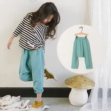 Детские длинные подштанники; Новинка года; корейский стиль; Одежда для мальчиков и девочек; брюки-шаровары из чистого хлопка; брюки сагги