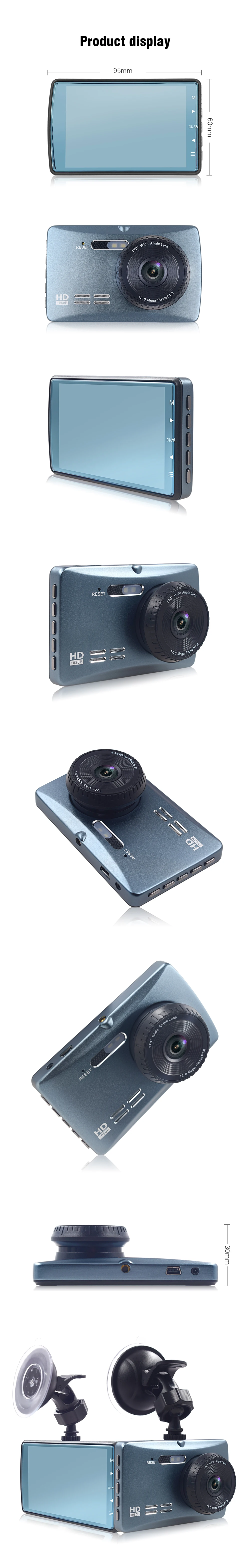 Даш камера Fulll HD 3," 1080 P Автомобильная камера заднего вида DVR двойной объектив рекордер камера заднего вида видеомагнитофон DVRs