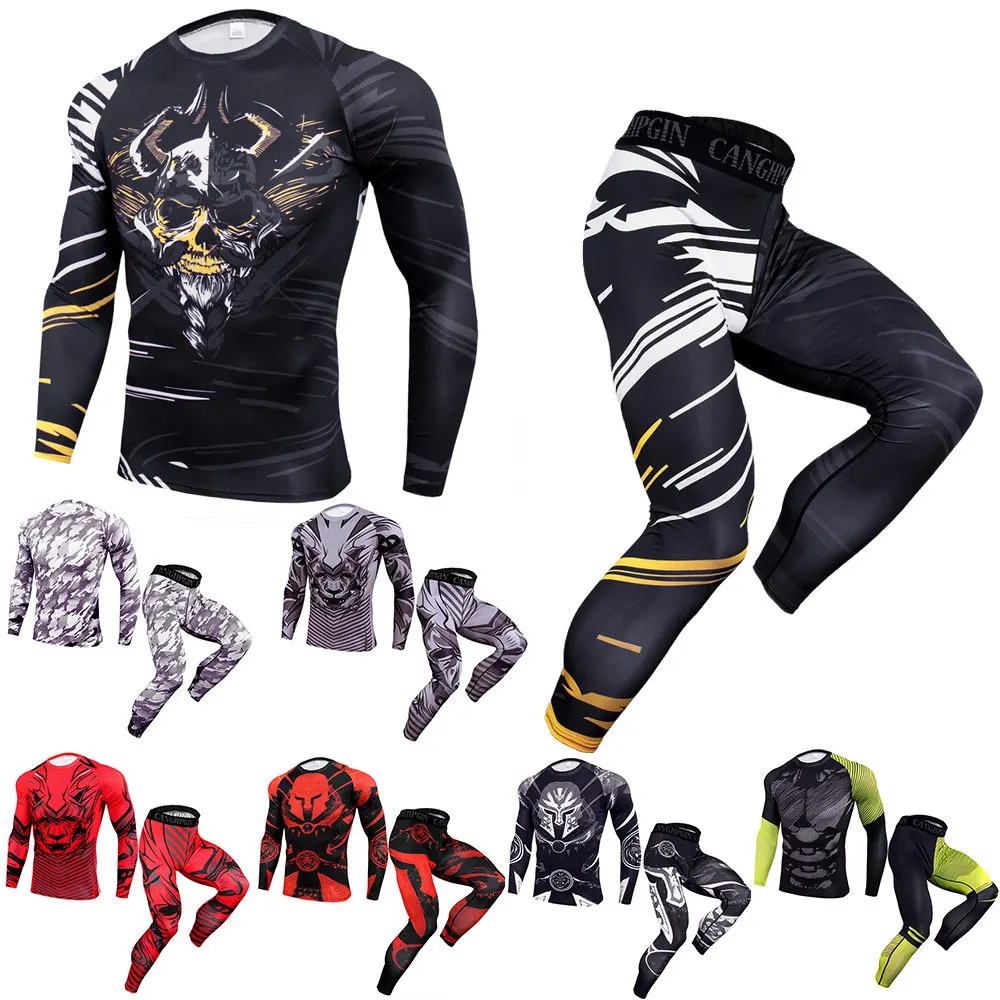 

MMA Rashguard T-shirt Muay Thai T-shirts+Pants Sportsuits Mma Rash Guard Men Tracksuit Boxing Jersey Mujer Compression Clothing