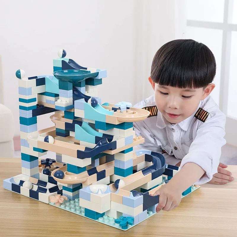 

80-360PCS Marble Race Run Blocks Maze Ball Track Building Blocks Plastic Funnel Slide Big Size Bricks DIY Blocks Toys For Childr