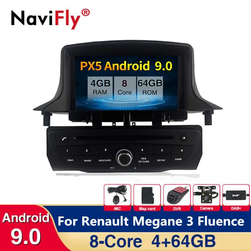 Автомобильный мультимедийный dvd-плеер Android 9 0 8 ядер 4 + 64 ГБ GPS-навигация для Renault