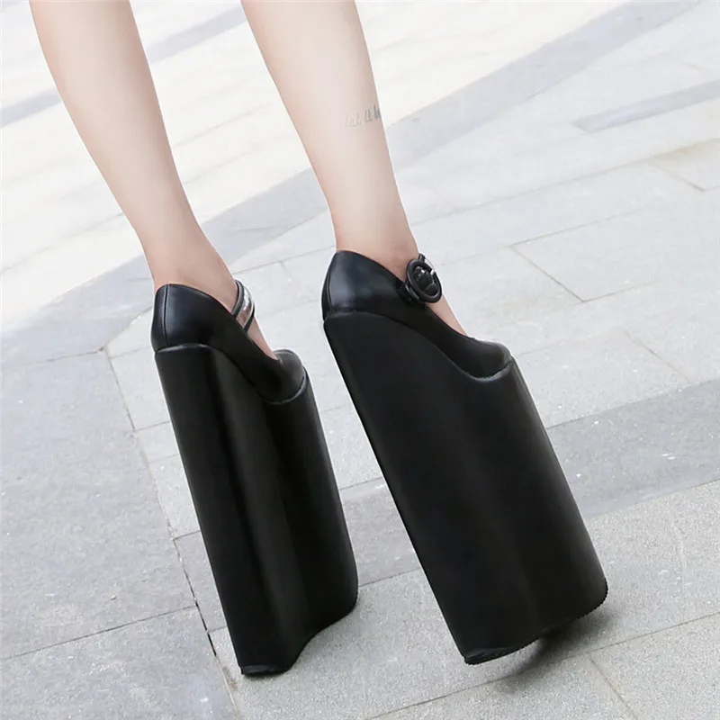 Обувь женские высококачественные туфли-лодочки на очень высоком каблуке 30 см, с круглым носком, водонепроницаемые туфли-лодочки на тонком каблуке 20 см обувь больших размеров США 4-14 15