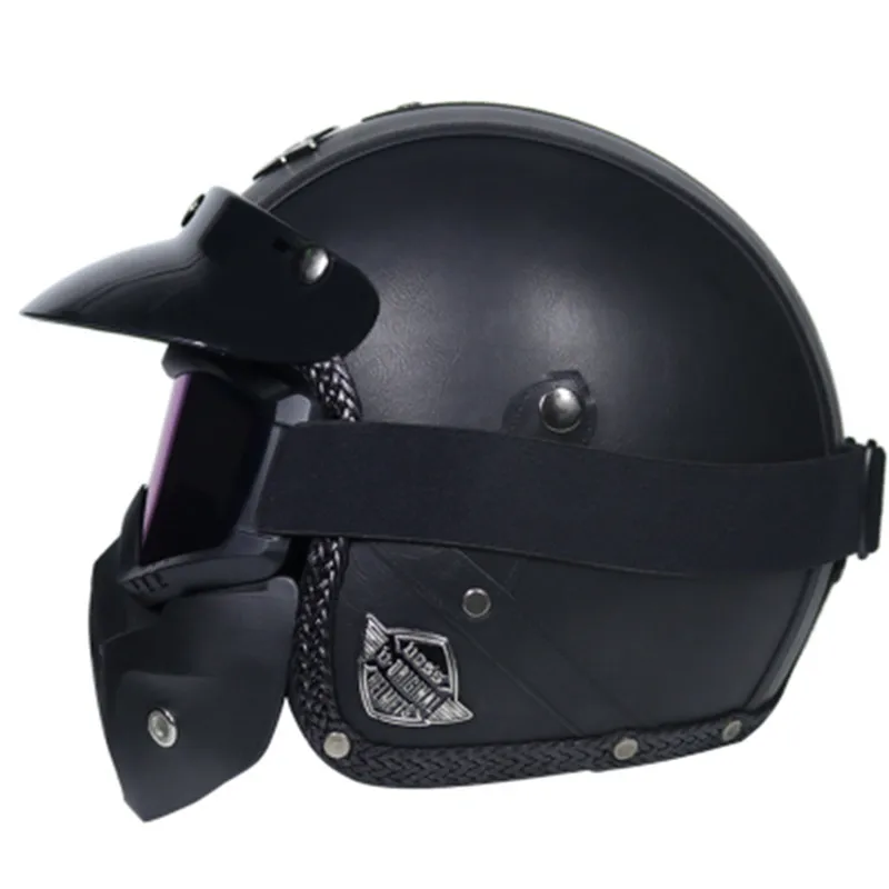 Capacete, Мото шлем VOSS 058 moto rcycle шлем половина шлем Электрический мото rcycle открытый лицевой кожаный шлем мото крест