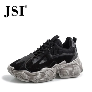 

JSI Spring Mesh Sports Shoes Fashion High Quality Leather Thick Bottom Ladies Sports Shoes Outdoor Breathable Casual Shoes JY171