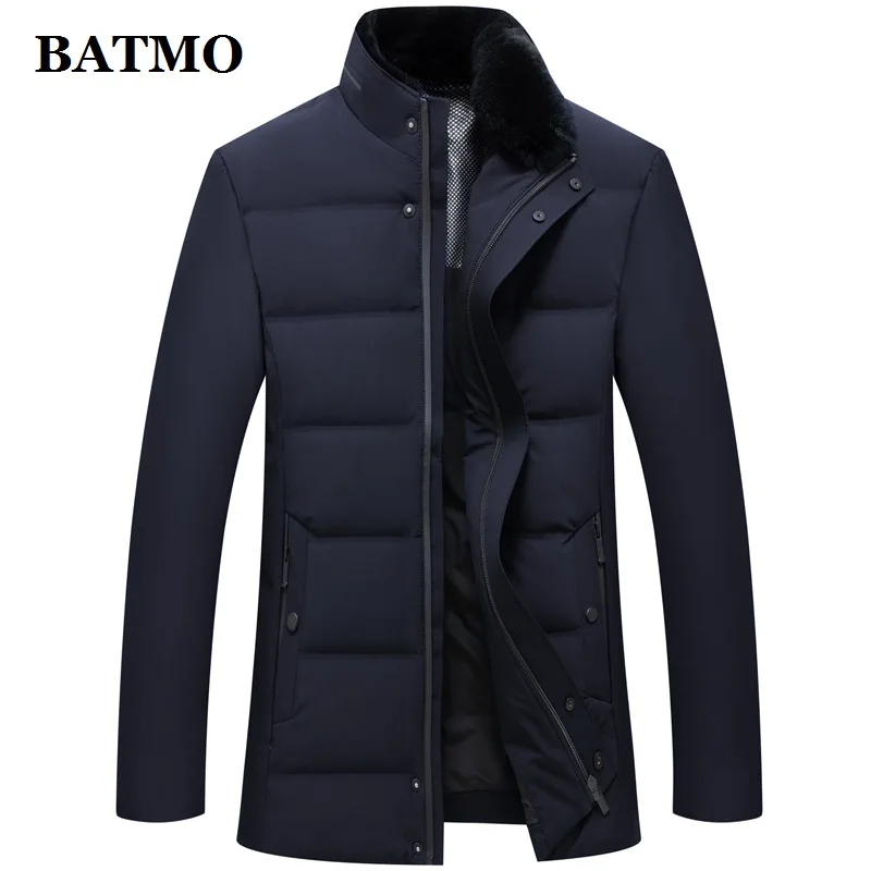 BATMO Новое поступление зима кролик меховой воротник 90% белый утиный пух куртки для мужчин, большие размеры M-4XL 8908