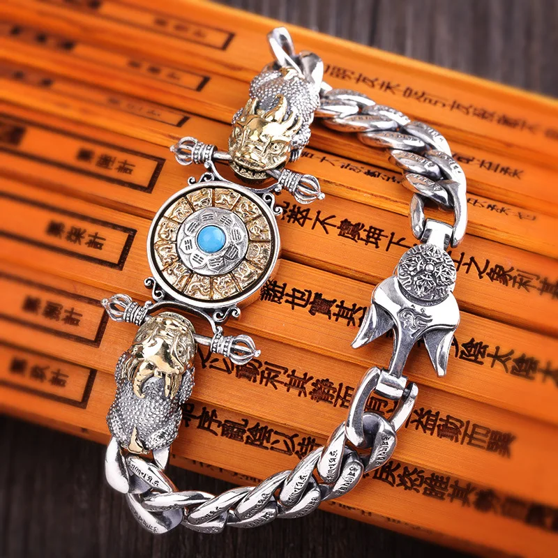 

Rotating Thai Silver Cool Men's S925 Sterling Silver Bracelet