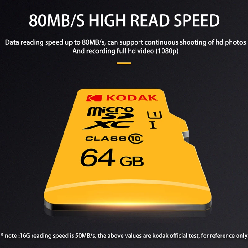 Флэш карта памяти KODAK U1 128 ГБ 64 32 16 Micro SD высокоскоростная TF/SD класса 10 памяти|Карты