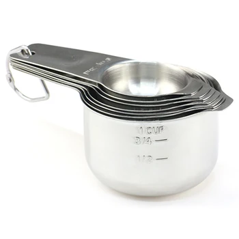 

[7-Piece]Stainless Steel Measuring Cups - Made of 1 Solid Piece 304 Stainless Steel, Engraved Measurements, Nesting Measuring Cu