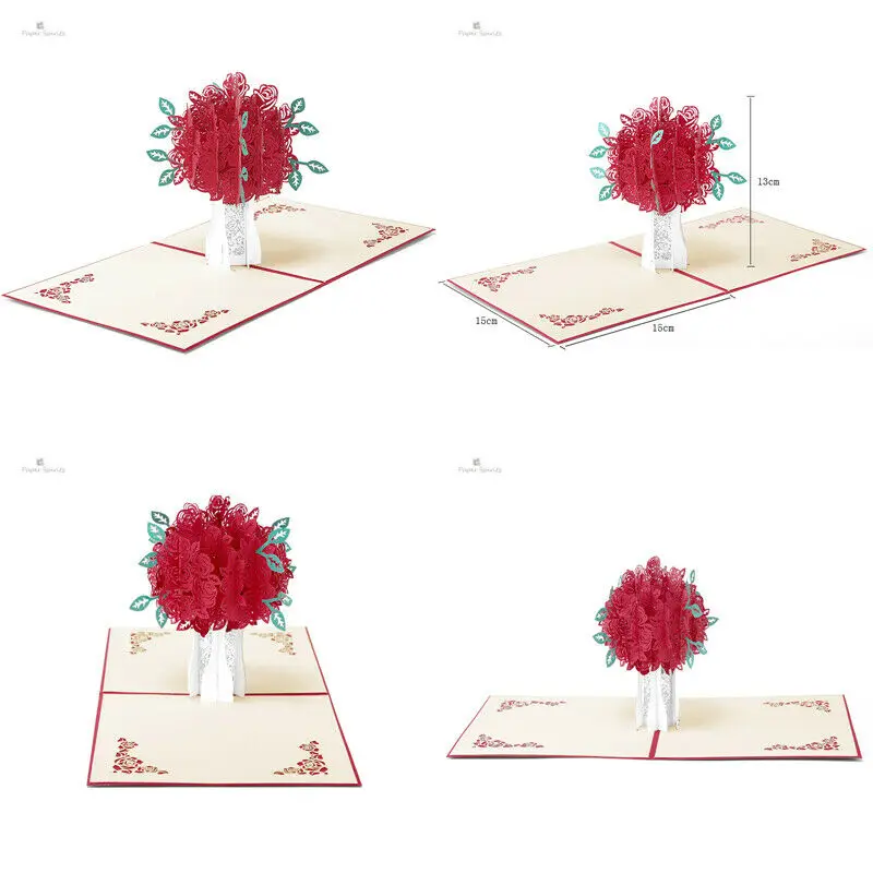 Новая мода 3D Любовь Сердце открытка Юбилей Валентина Свадьба всплывающие