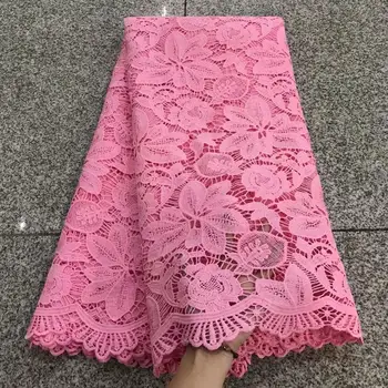 

pink african guipure cord lace fabric 2020 high quality lace fashion embroidery french nigerian lace fabrics for wedding