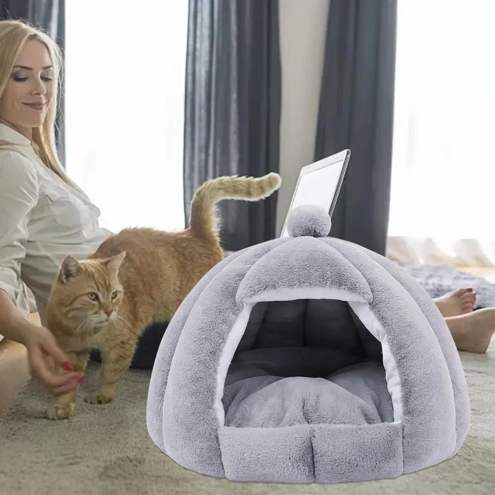 Cat-Cave-Igloo-Pet-Tent-Nest-House-Cute-Indoor-Pet-Cave-Bed-With-Removable-Washable-Inner.jpg Macska Barlang Igloo Pet Sátor Fészek Ház Aranyos Beltéri Kisállat-Barlang Ágy Eltávolítható És Mosható Belső Párna Nem Csúszás Vízálló Fenekével - Image 5