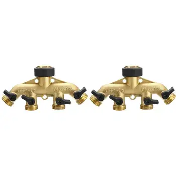 

4 Way Garden Hose Splitter Brass Faucet Irrigation Adapter Water Tap Connector High Quality Brass Material To Avoid Rust