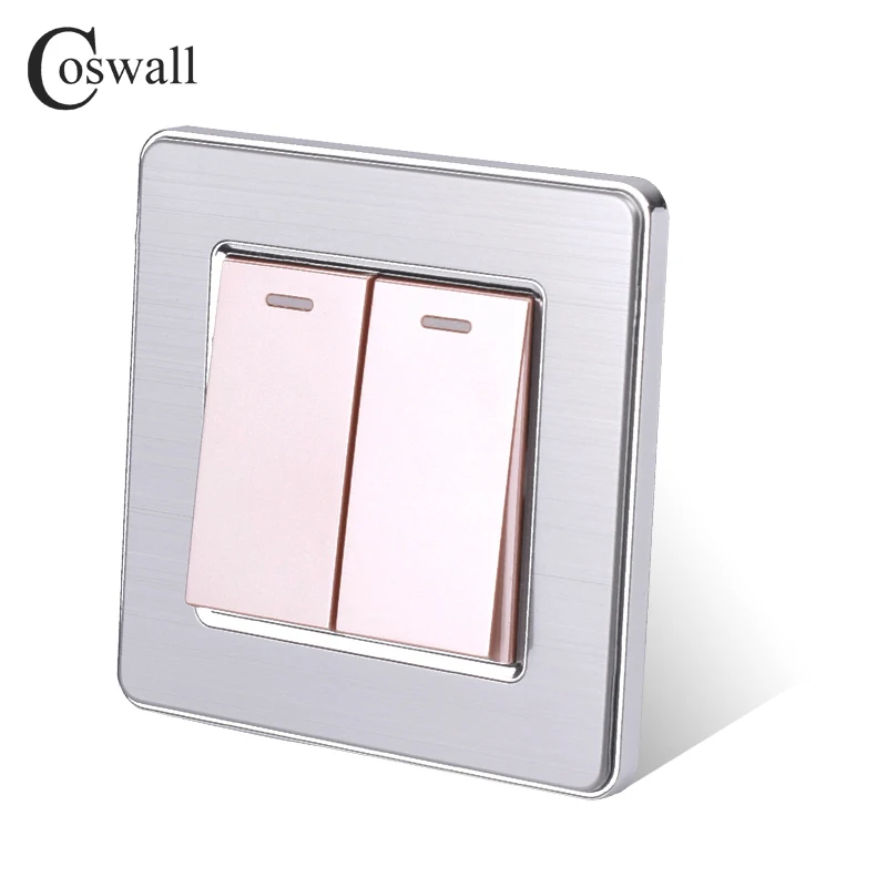Coswall 2 банды 2 способ роскошный светильник Переключатель ВКЛ/ВЫКЛ настенный выключатель сквозной прерыватель панель из нержавеющей стали AC 110~ 250 В