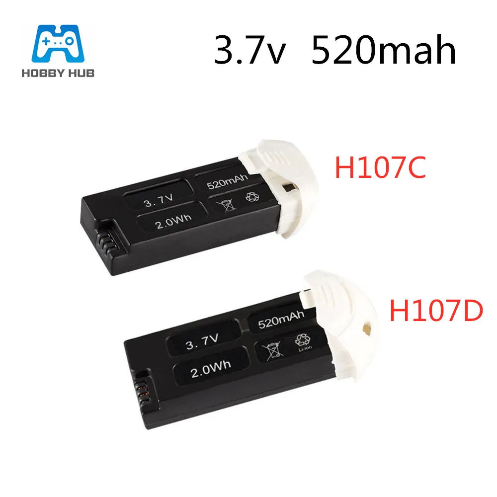 Аккумулятор 3,7 v 520mah для Hubsan X4 Cam Plus H107D H107C 3,7 V 520mAh 2.0Wh Lipo аккумулятор для радиоуправляемого квадрокоптера черный для радиоуправляемого вертолета