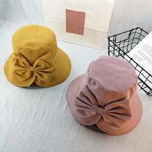 Новая Рыбацкая шляпа с бантом, Дамское средство для защиты от солнца, рыболовная шляпа, летняя уличная Весенняя Хлопковая шапочка для бассейна