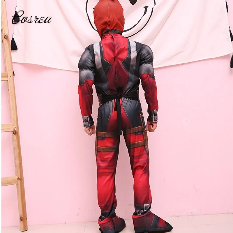 Movie Kids Deadpool Costume Onesies Muscle Children Wade Wilson Halloween Carnival Suit Kids Boy Baby Girl Clothing Set Cosplay