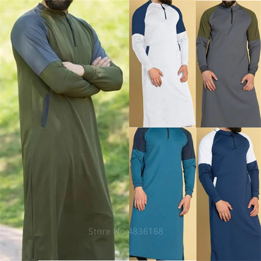

Arabic Islamic Clothing for Men Jubba Thobe Muslim Saudi Arabia Long Robes adult Male Middle East Kaftan Evening Dress S-3XL