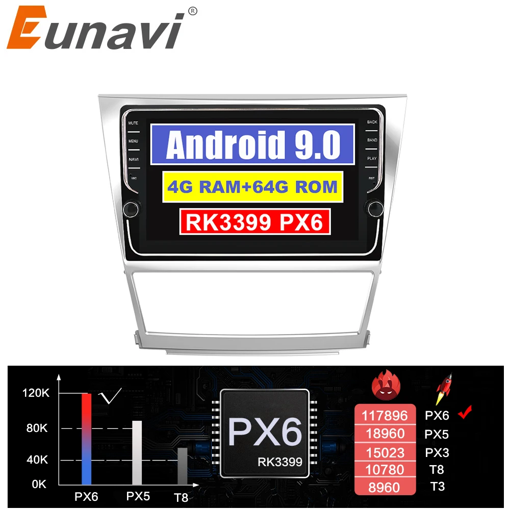 Автомобильный мультимедийный стерео плеер Eunavi ips TDA7851 Android 9 gps навигация для Toyota