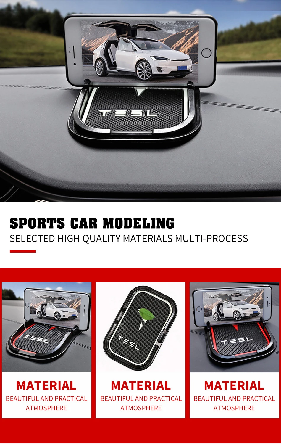 Подходит для Tesla модель 3 S X Мобильный Телефон Противоскользящий коврик инструмент панельный коврик навигационный кронштейн центральная консоль для хранения