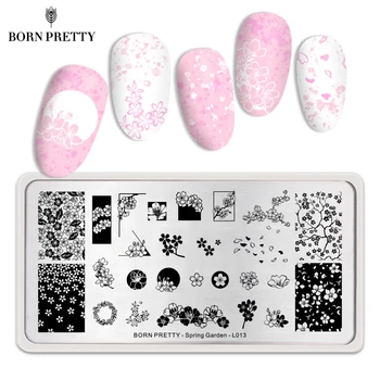 

BORN PRETTY Rectangle Nail Stamping Plates Mix Flowers Image Stainless Steel Stamp Template Nail Design Spring Garden L013