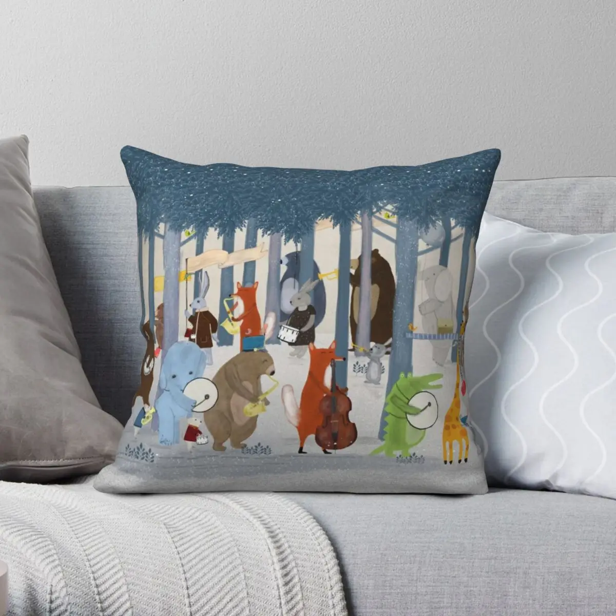

Little Nature Parade Pillowcase Polyester Linen Velvet Printed Zip Decor Home Cushion Cover