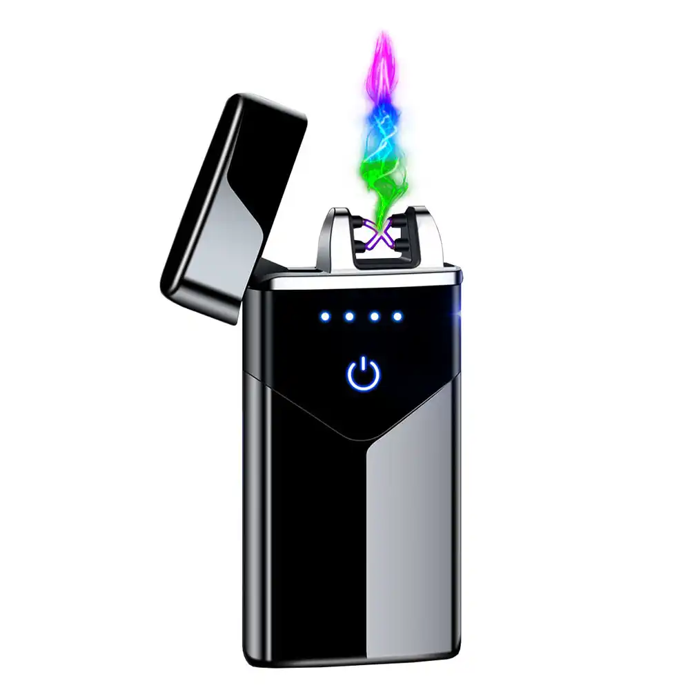 Briquet /électronique /à double arc /électrique USB rechargeable plasma sans flamme Coupe-vent