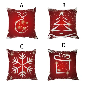 

4PCS Christmas Cotton Linen Cushion Cover Throw Pillow Case Cushion Cover Home Sofa Decor Pillow Covers Living Room Bedroom