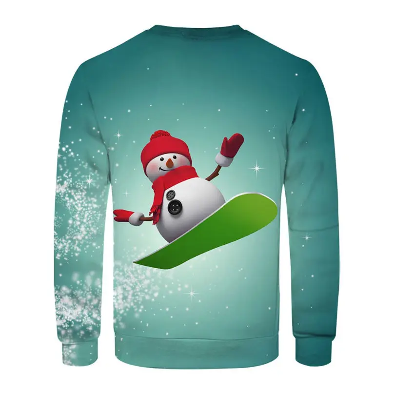 Christmas Couple's 3-D Printed Men and Women Tops Cotton Long-sleeved T Shirt Round Collar Christmas Blouse Casual Tee 4S13 (36)