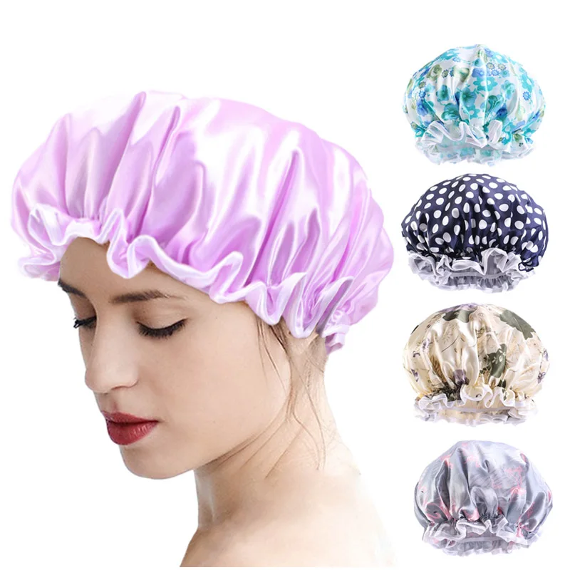 New Waterproof Shower Caps Satin Bath 