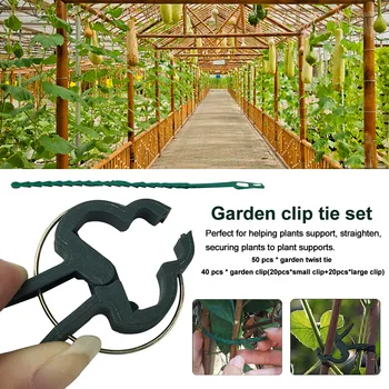 

With Twist Tie Plant Clip Set Vines Greenhouse Reusable Accessories Tool Support Stems Grape Flower Vegetables Garden Stalks