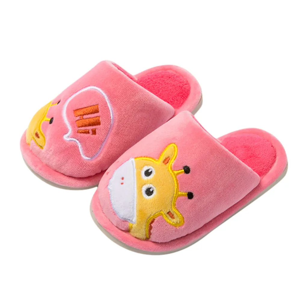 Детская обувь для маленьких мальчиков и девочек; теплая детская Уличная обувь с милыми животными; обувь унисекс без шнуровки с героями мультфильмов - Цвет: Розовый
