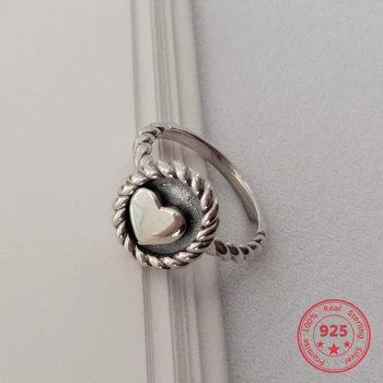 

Pure S925 New Sterling Silver Closed Rings Twist Shape Personality Distinct Love Circle Fashion Retro Fine Rings Women Jewelry