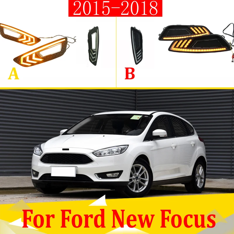 2 шт. для Ford Focus- Светодиодный дневной ходовой светильник DRL Автомобильная противотуманная фара 6000 К белый поворотный Желтый поворотный синий светильник