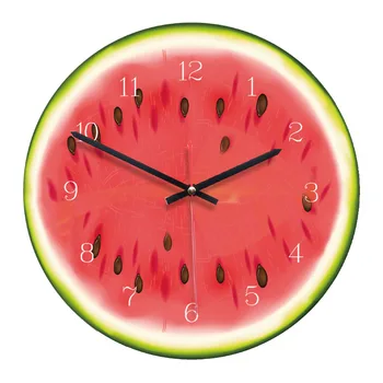 

2020 New Creative Fruit Printed Wooden Digital Wall Clock Silent Quartz Kitchen Decor New Drop Ship Support