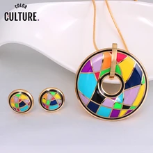 Роскошный бренд, винтажный цветной дизайн для женщин, ювелирный набор, элегантный классический костюм, эмалированный ювелирный набор(ожерелье, серьги