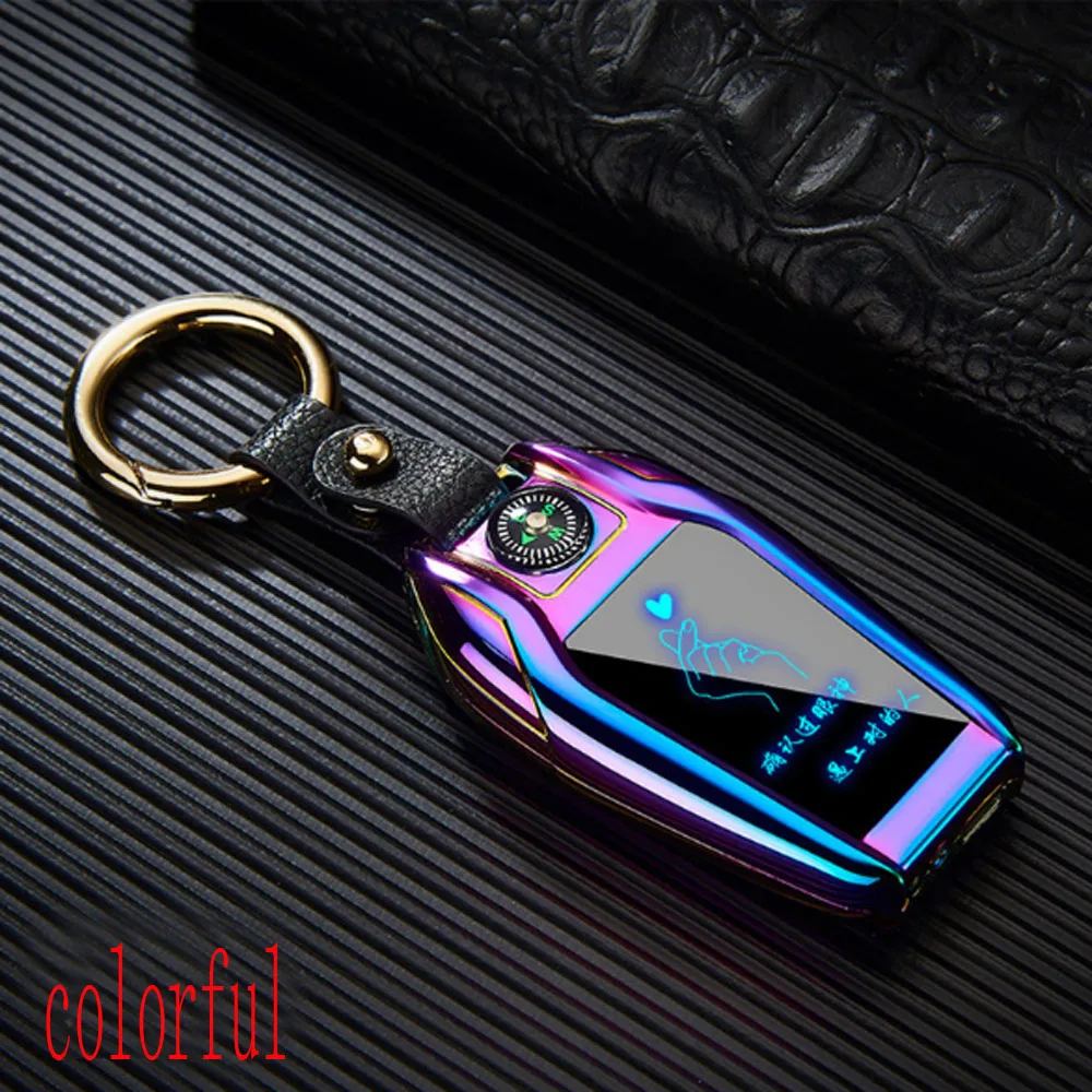 

USB Lighter lighting LED screen compass Key buckle
